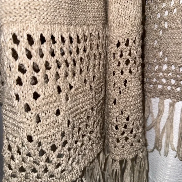 Style & Co. Taupe Open-Front Cardigan with Fringe women’s 3x plus boho hippie - Picture 2 of 5